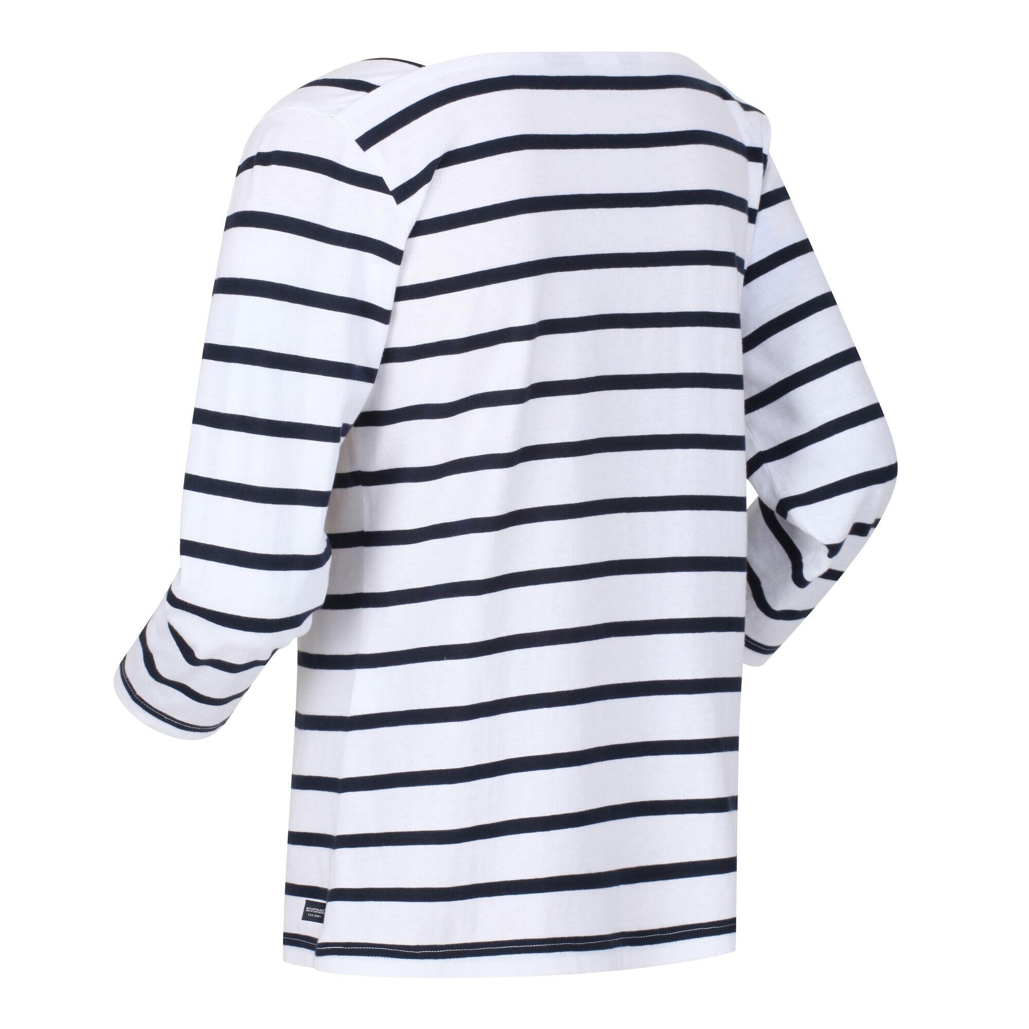 Womens/Ladies Polexia Stripe TShirt (White/Navy) 3/5