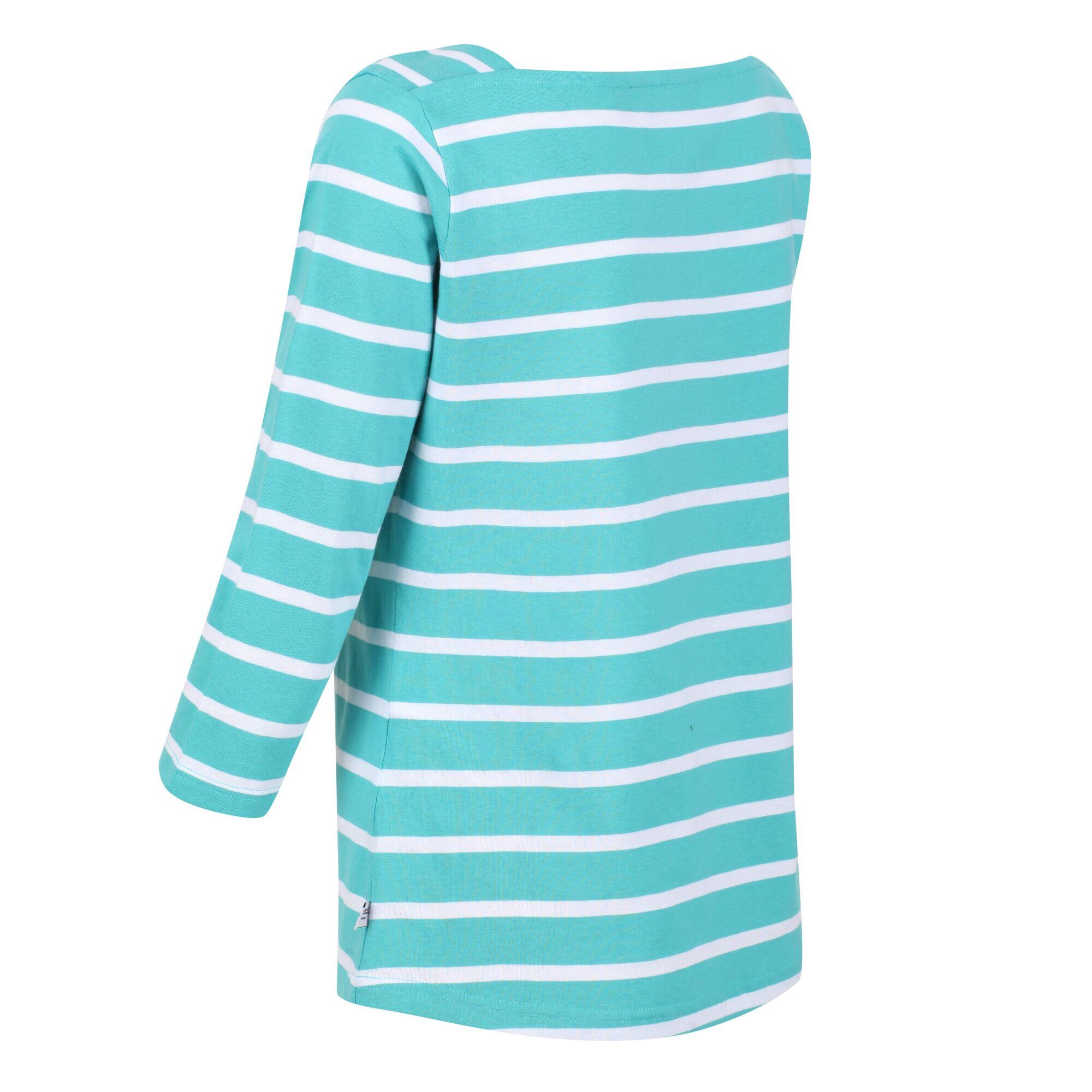 Womens/Ladies Polexia Stripe TShirt (Turquoise/White) 3/5