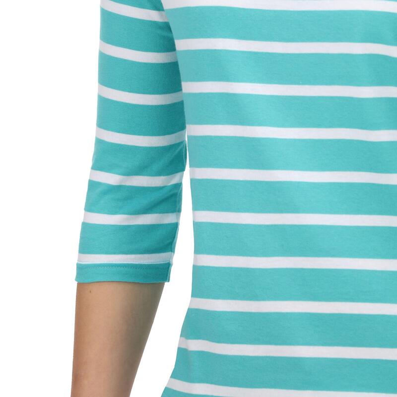 Dames Polexia Stripe Tshirt (Turkoois/Wit)