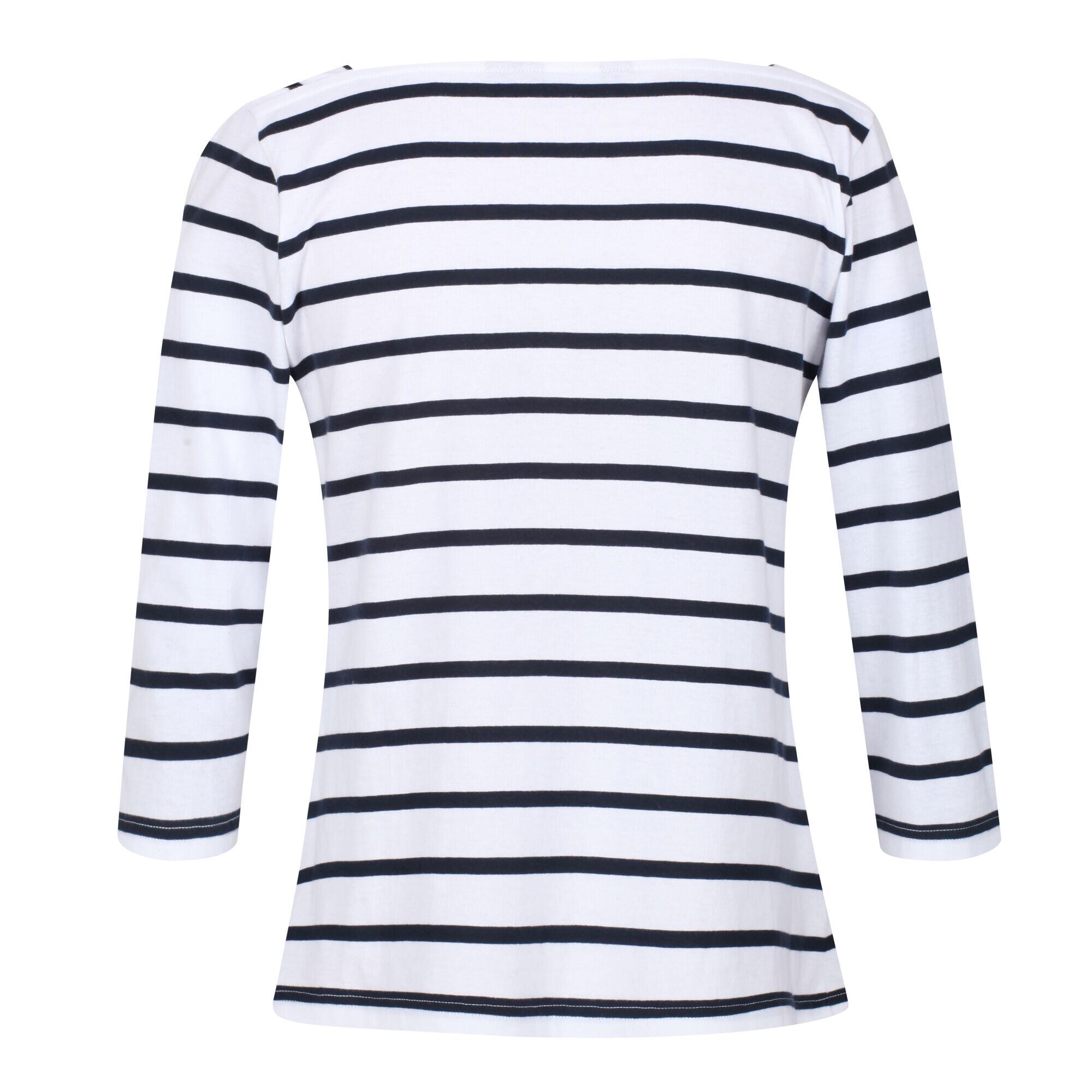 Womens/Ladies Polexia Stripe TShirt (White/Navy) 2/5