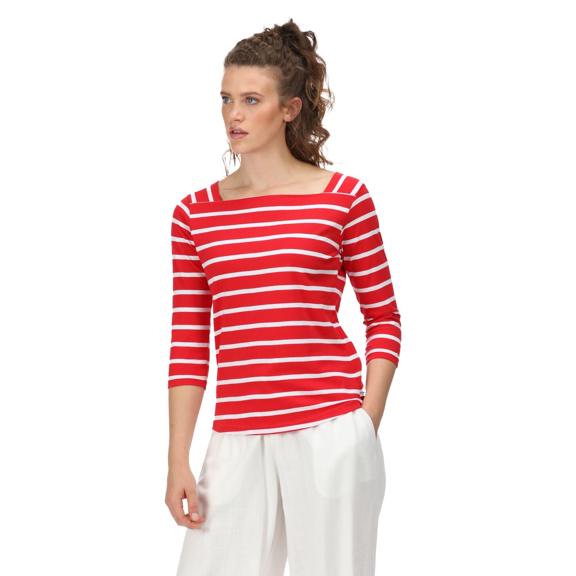 Womens/Ladies Polexia Stripe TShirt (True Red/White) 4/5