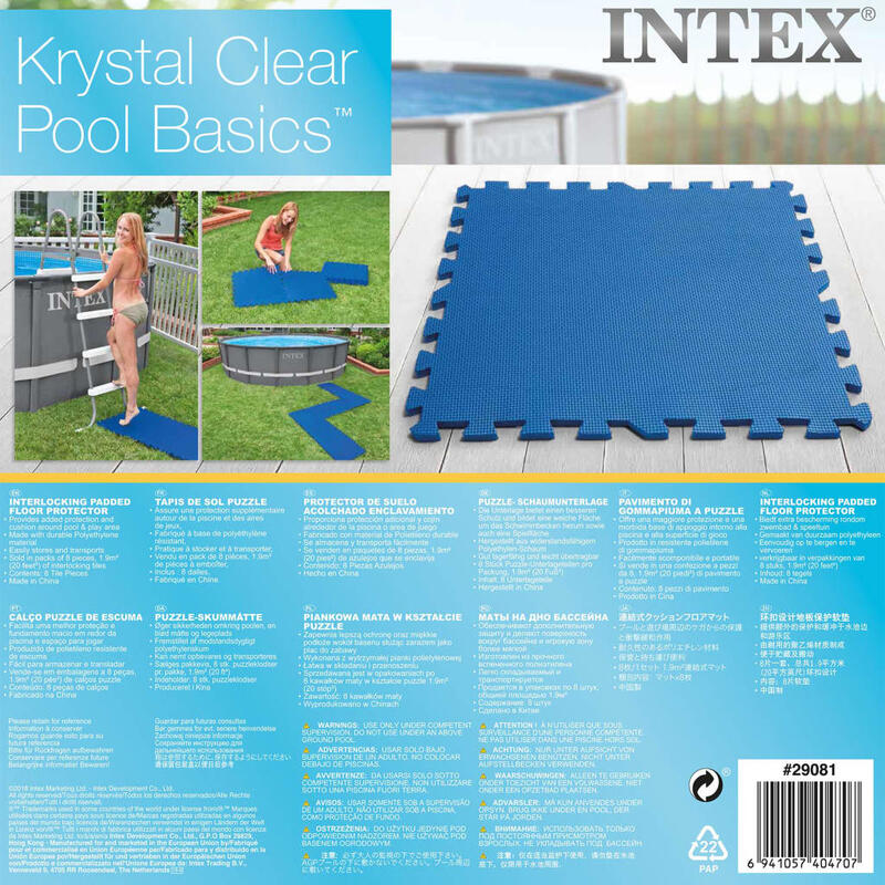 INTEX Bâches de sol de piscine 8 pcs 50 x 50 cm Bleu