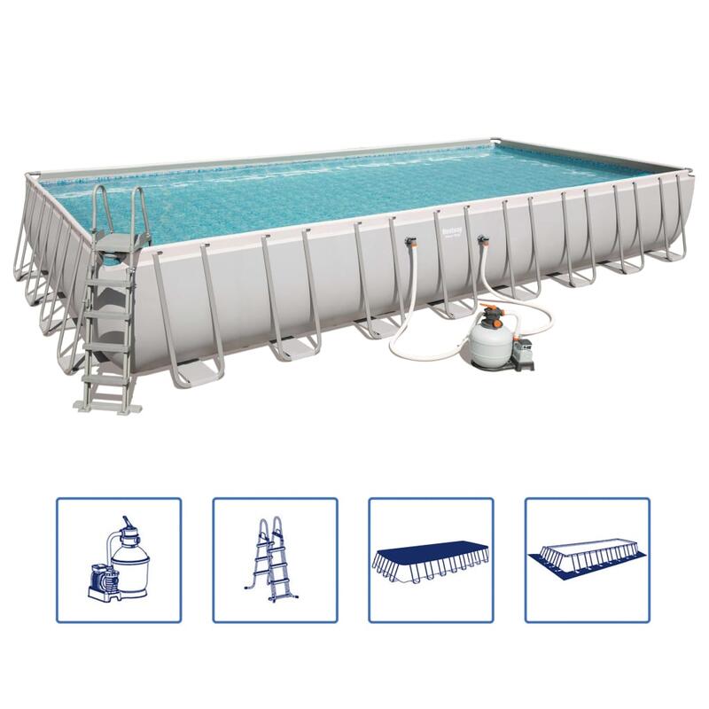 Bestway Jeu de piscine Power Steel Rectangulaire 956x488x132 cm 56623