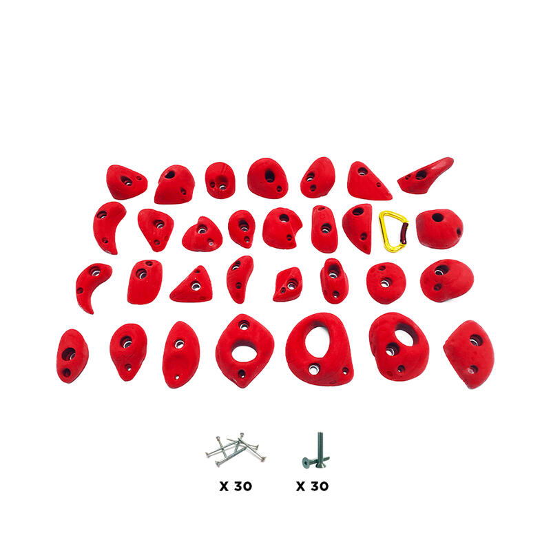 30 Prises escalade - BANGA - Avec Visserie - Rouge