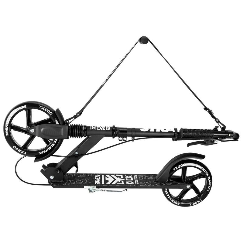 Scooter plegable Straight PRO 200mm con freno y suspensión Negro