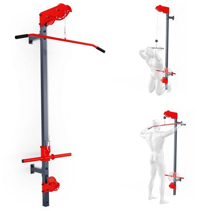 K-SPORT Wall Lat Pulldown Station Two Pulleys With Lat Pull Down Bar