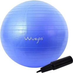 Ballon de Pilates et de yoga, résistant - 75cm Bleu - gonfleur inclus