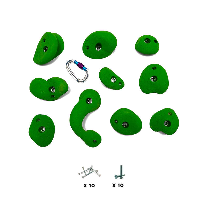 10 Prises escalade - ARCADE - Avec Visserie - Vert