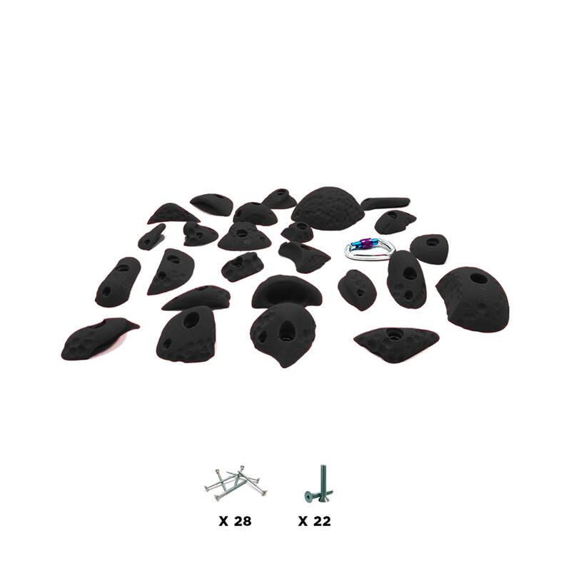 25 Klimbeugels - BUBBLE - Met schroeven - Zwart