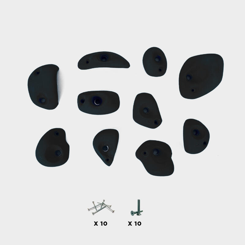 10 Klimbeugels - MANTI - Met schroeven - Zwart