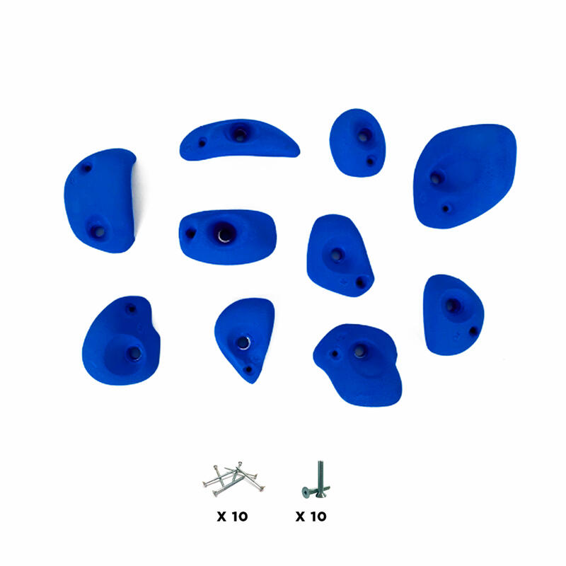 10 Klimbeugels - MANTI - Met schroeven - Blauw