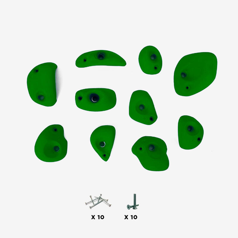 10 Klimbeugels - MANTI - Met schroeven - Groen