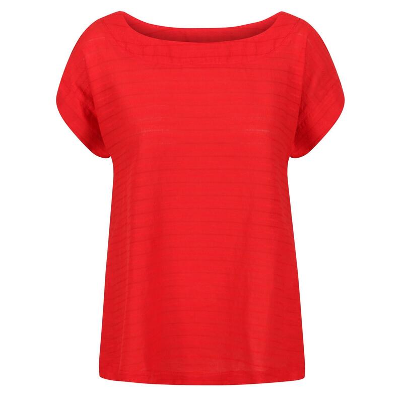 Dames Adine Gestreept Tshirt (Echt rood)
