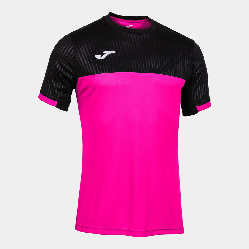 Camiseta Manga Corta Pádel Hombre Joma Montreal Rosa Flúor