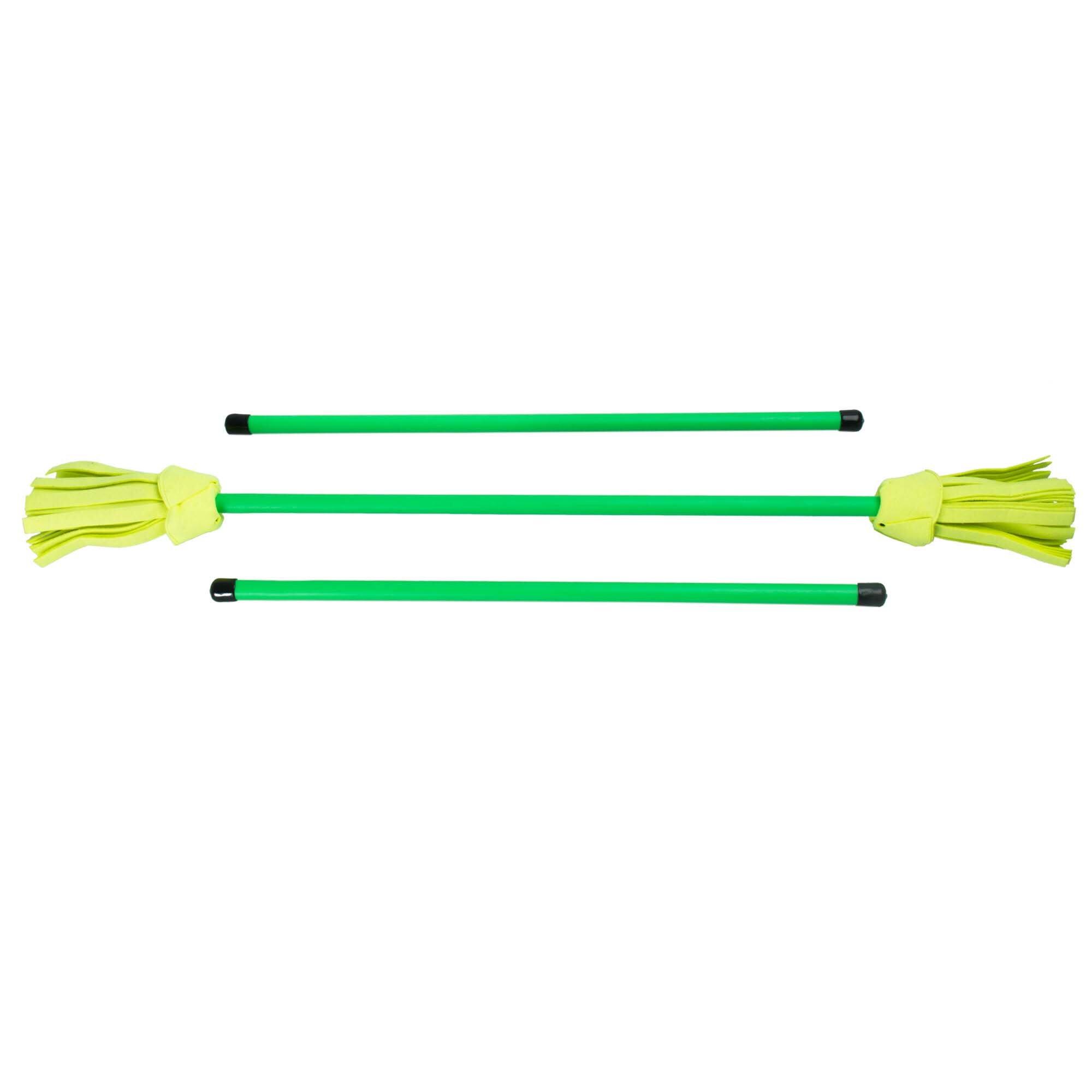 Neo Fluoro Flower Stick and Hand Sticks-Green with Yellow Tassels 2/3