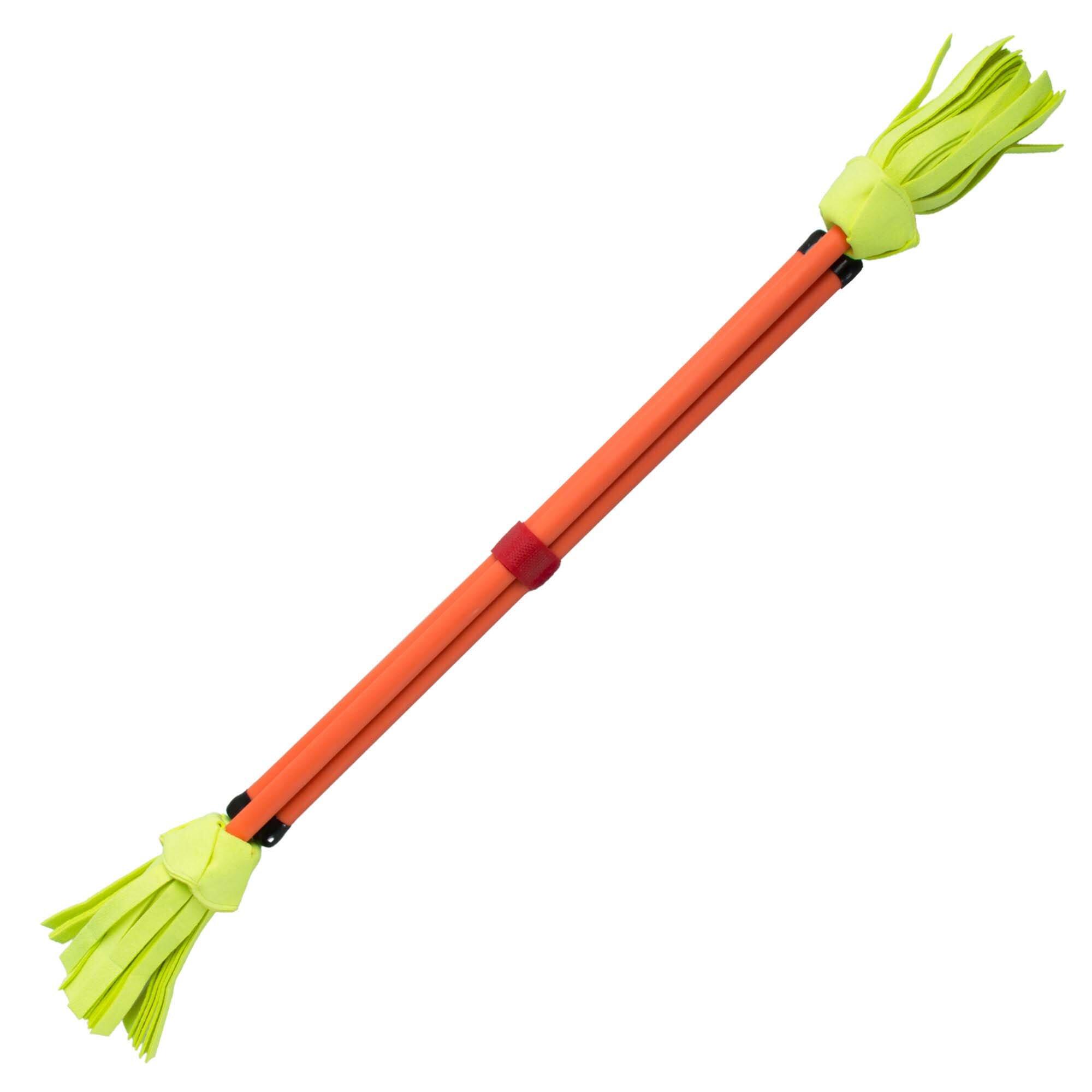 Neo Fluoro Flower Stick and Hand Sticks-Orange with Yellow Tassels 1/3