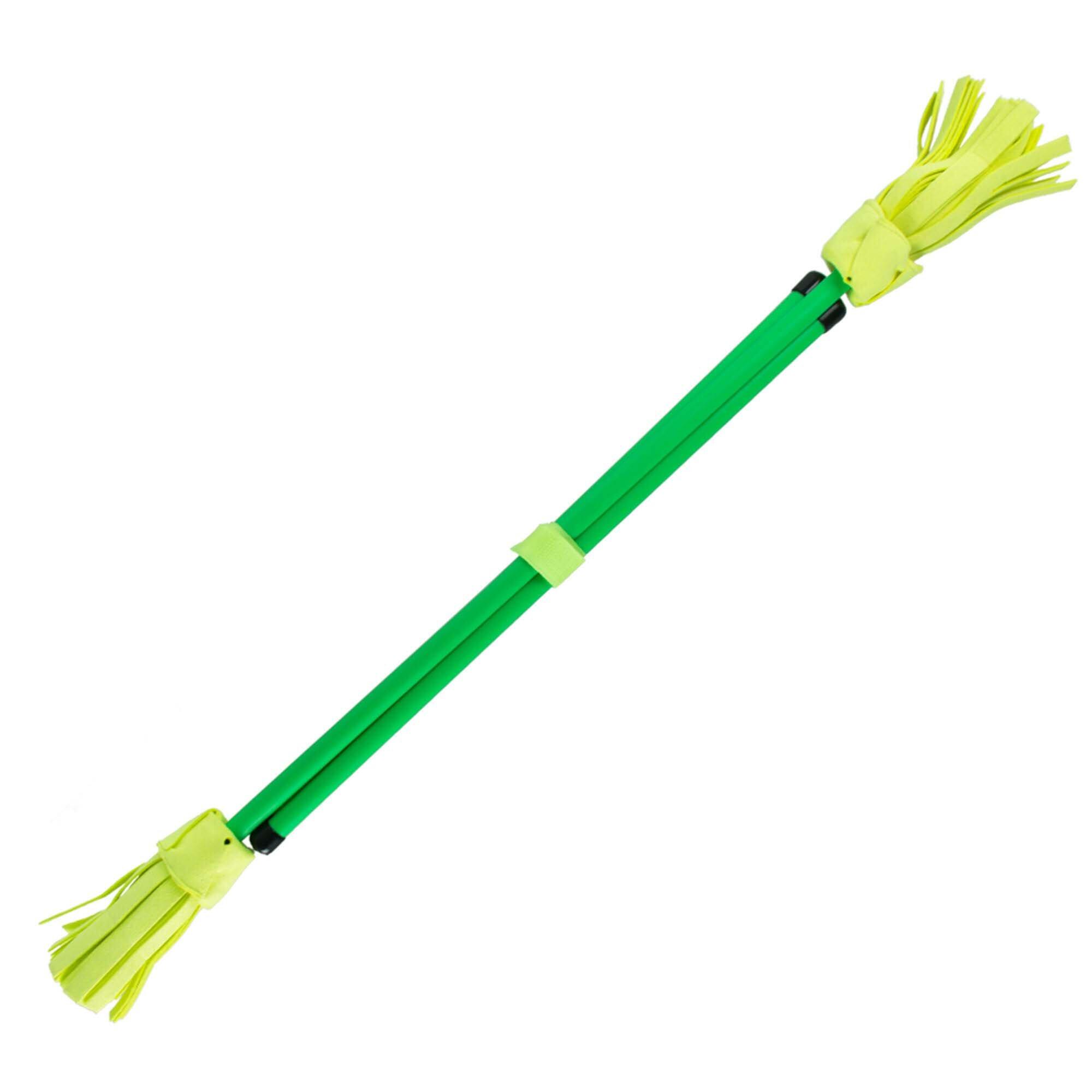 FIRETOYS Neo Fluoro Flower Stick and Hand Sticks-Green with Yellow Tassels
