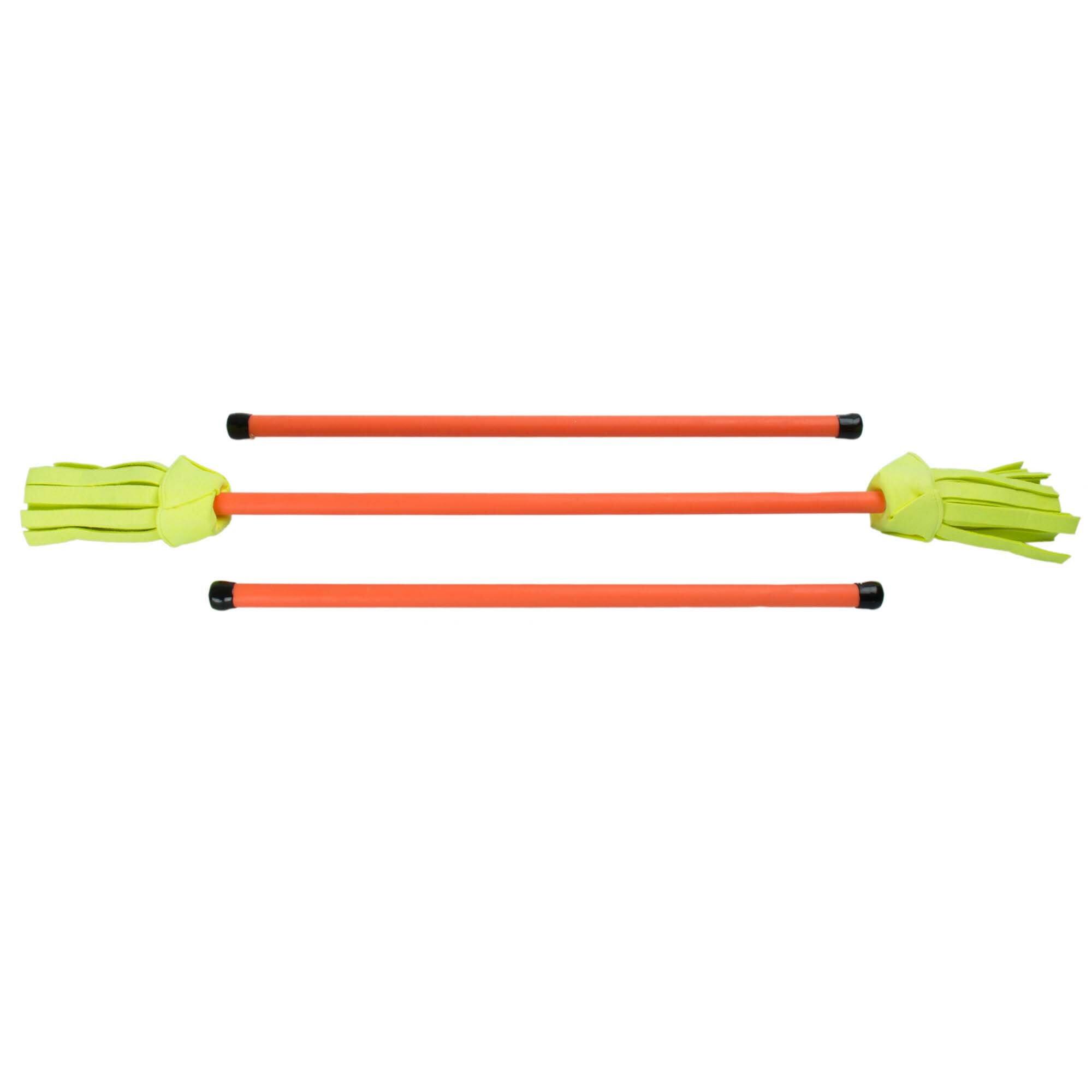 Neo Fluoro Flower Stick and Hand Sticks-Orange with Yellow Tassels 2/3