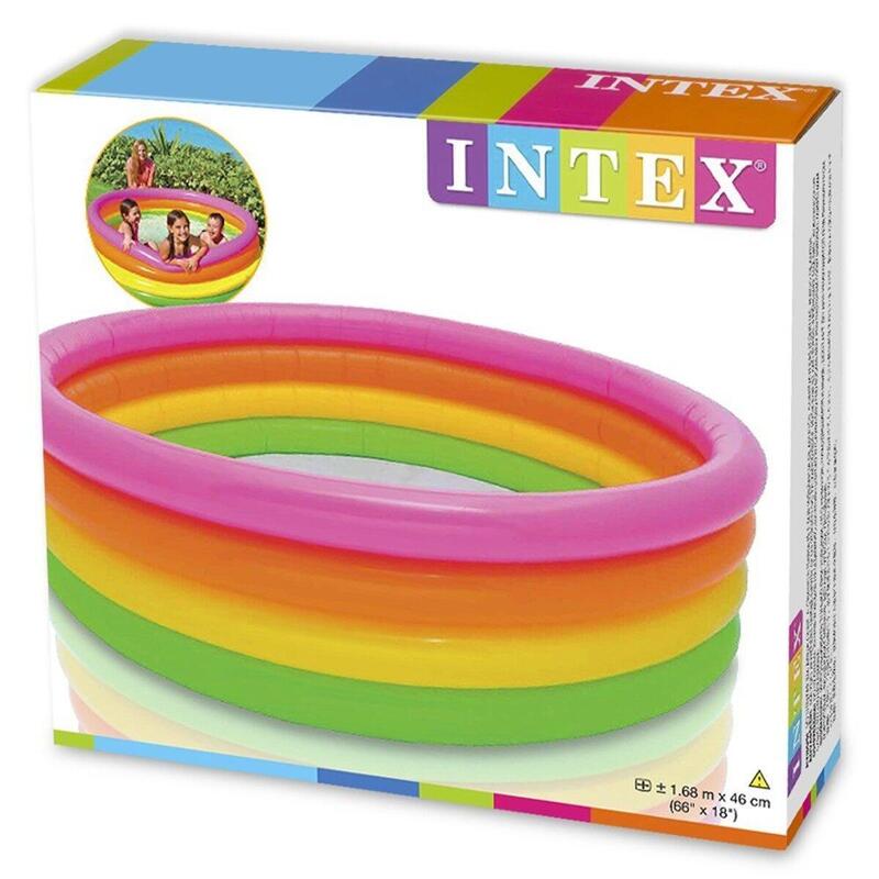 四色彩虹圓型充氣泳池