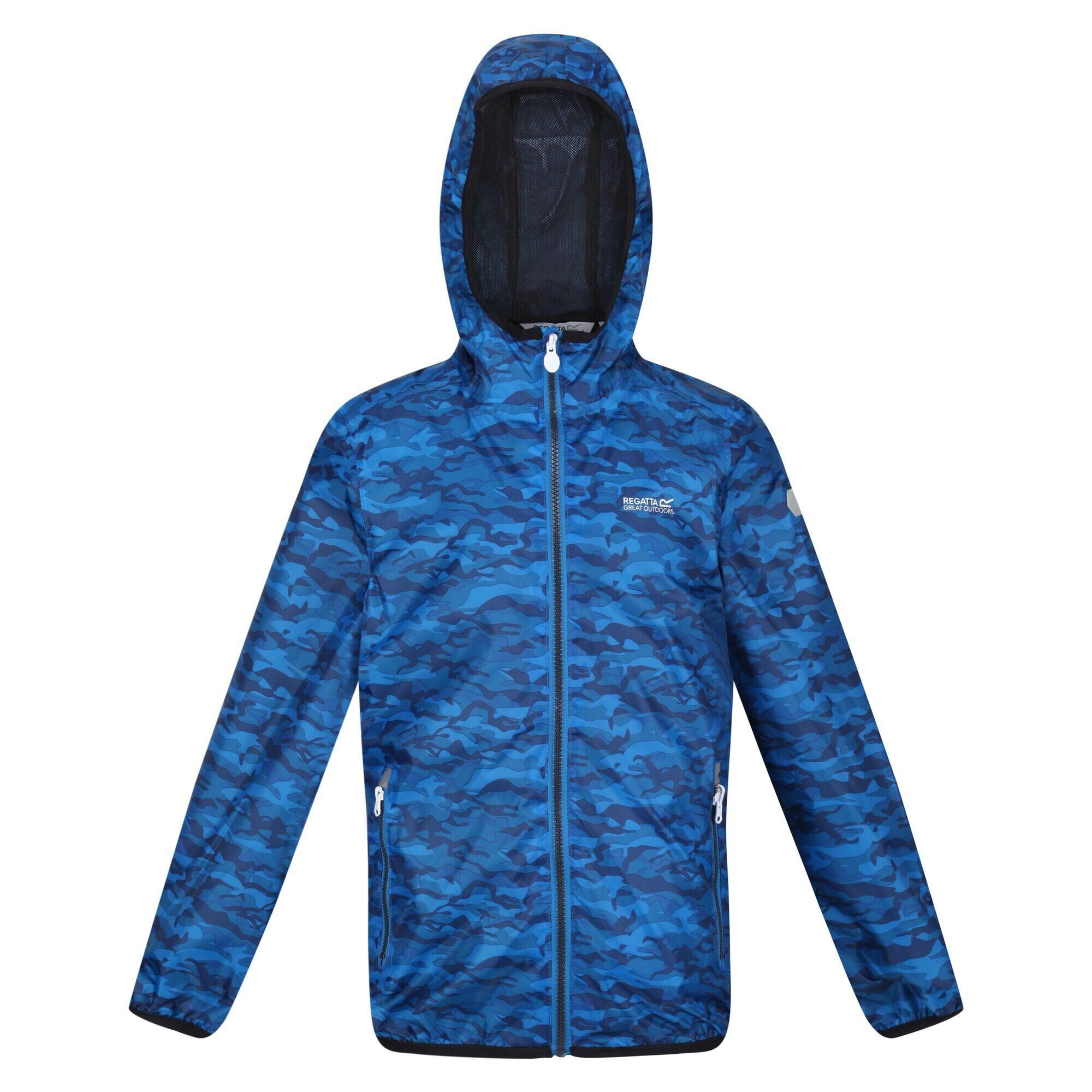 REGATTA Childrens/Kids Lever Camo Packaway Waterproof Jacket (Imperial Blue)
