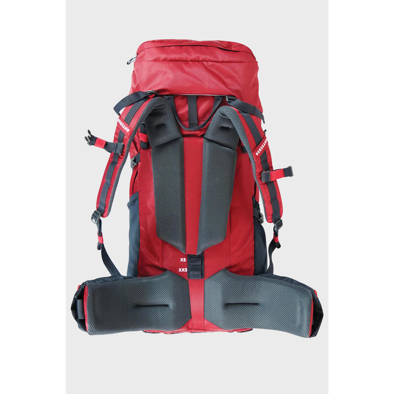 Sac à dos randonnée homme femme, sac à dos de trekking voyager 50 litres rouge