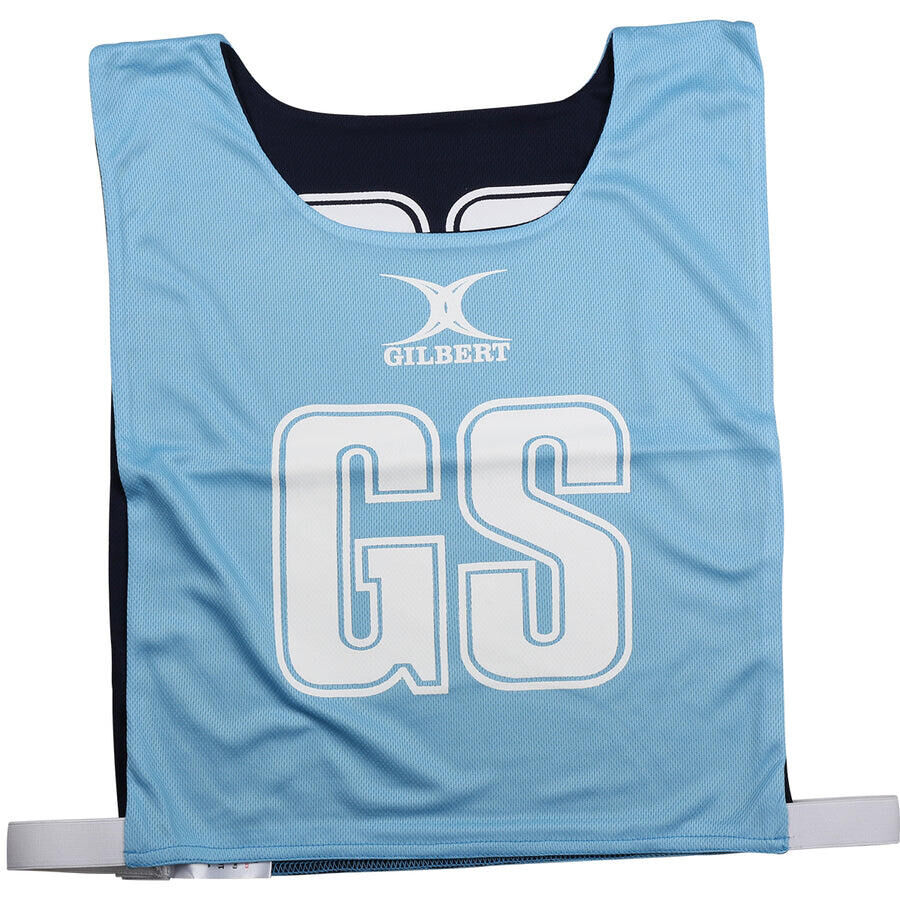 GILBERT Reversible Netball Bibs, Sky Blue / Navy Blue