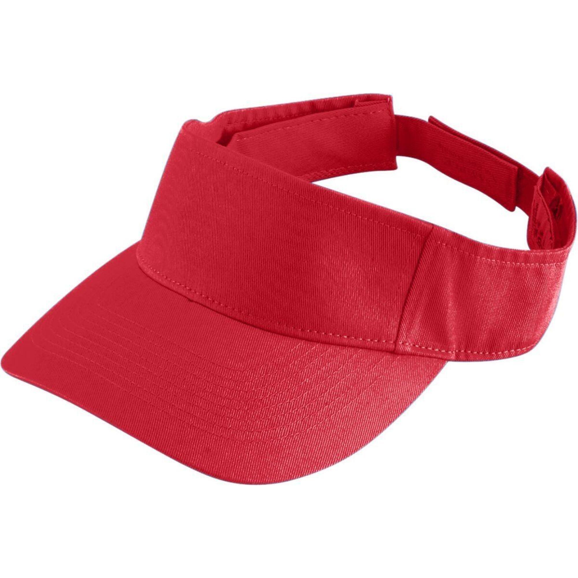 Visiera da donna - Regolabile - Chiusura in velcro - Fascia in cotone (rosso)