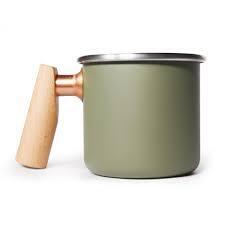 Stainless Camping Mug with Wood Handle – Cypress Green (Beech Wood)