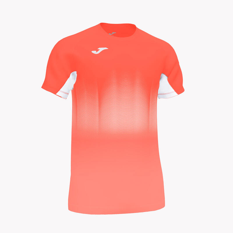 Maillot manches courtes running Homme Joma Elite vii corail fluo blanc