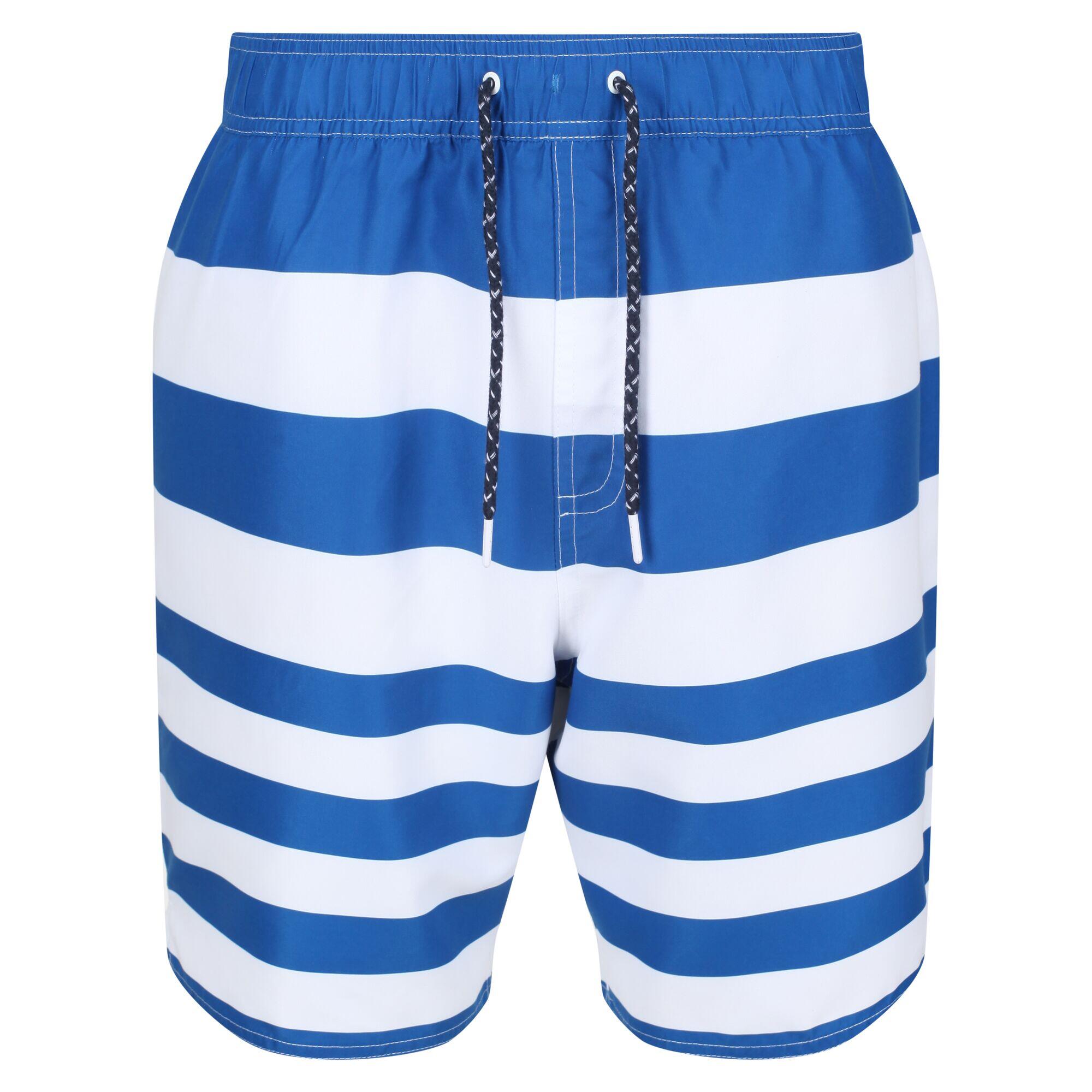 REGATTA Mens Hamza Striped Swim Shorts (Lapis Blue)