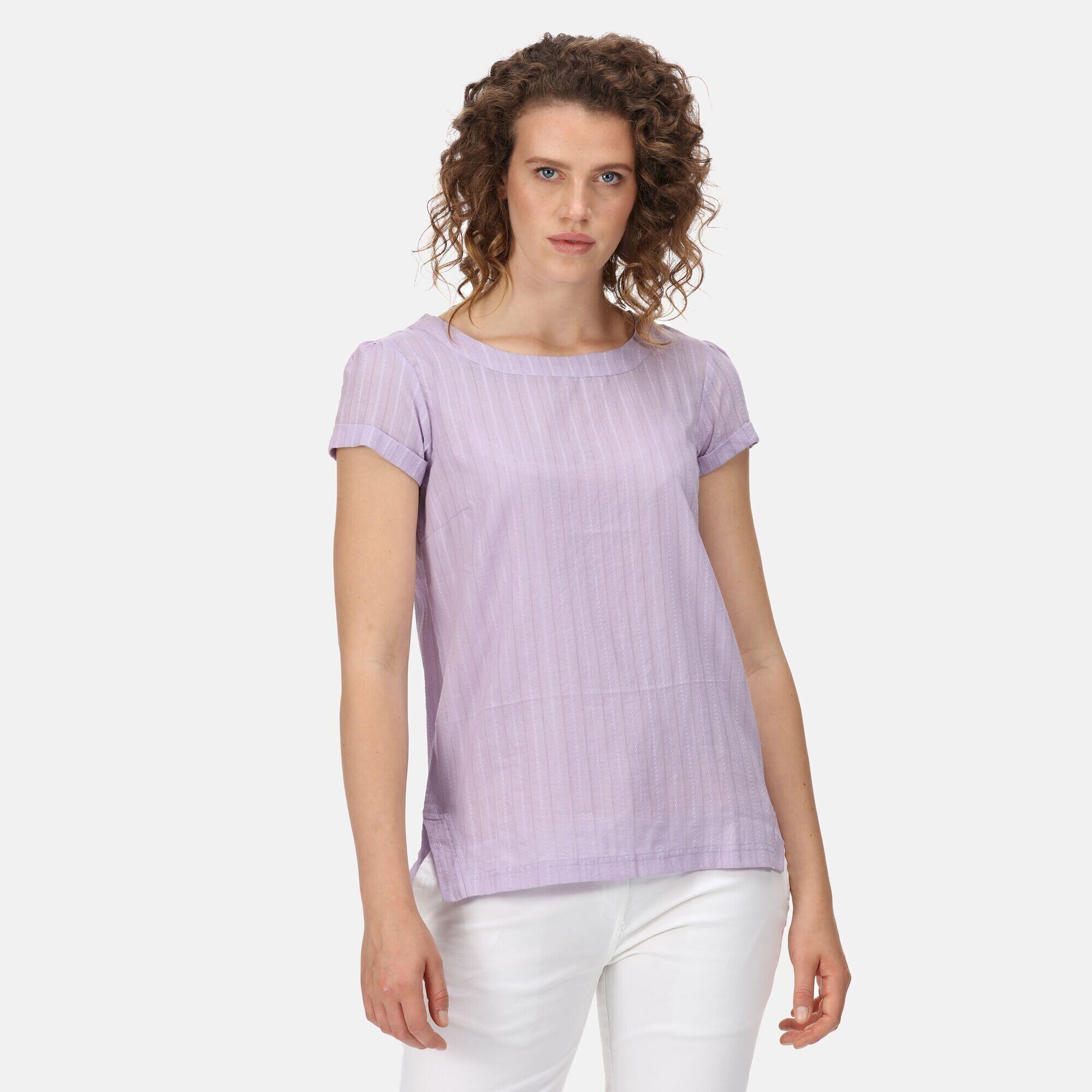 Womens/Ladies Jaelynn Dobby Cotton TShirt (Pastel Lilac) 4/5