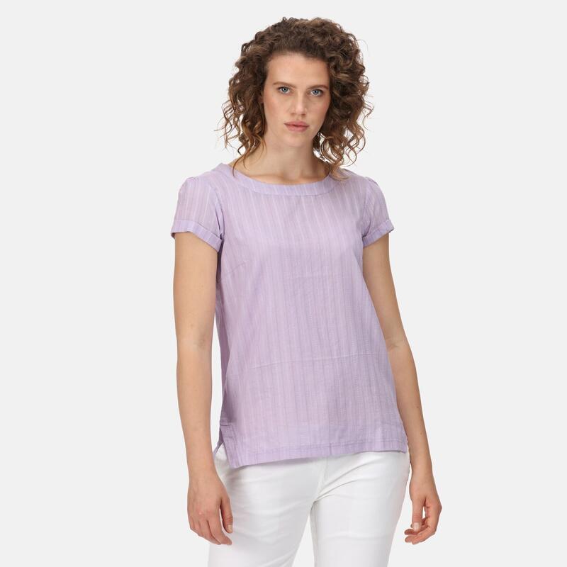 Dames Jaelynn Dobby Katoenen Tshirt (Pastel Lila)