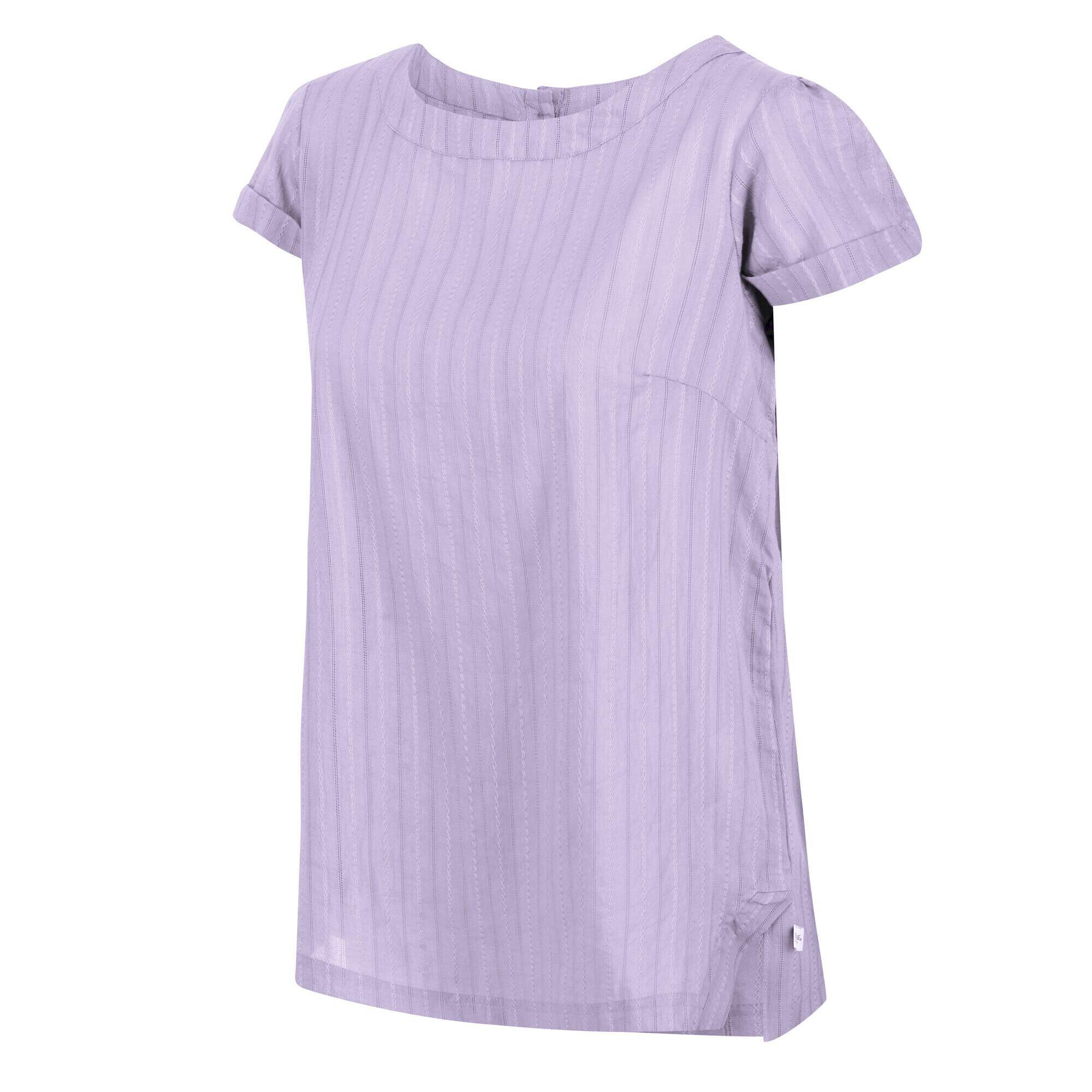 Womens/Ladies Jaelynn Dobby Cotton TShirt (Pastel Lilac) 3/5