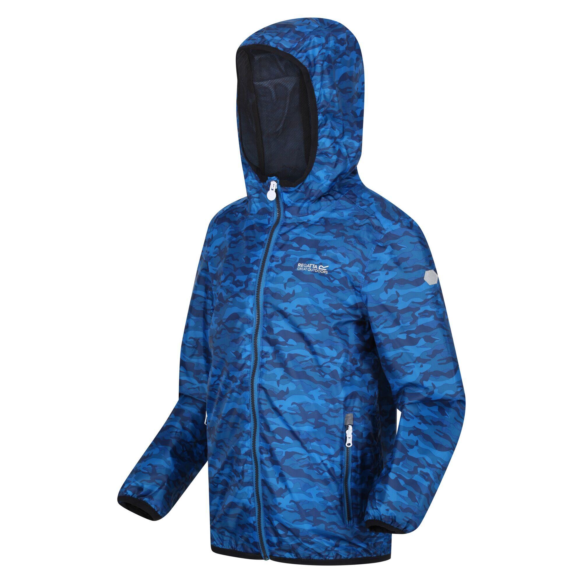 Childrens/Kids Lever Camo Packaway Waterproof Jacket (Imperial Blue) 4/5