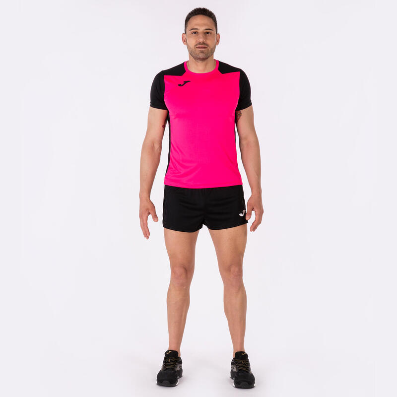 Camiseta Manga Corta Running Hombre Joma Record II Rosa Flúor