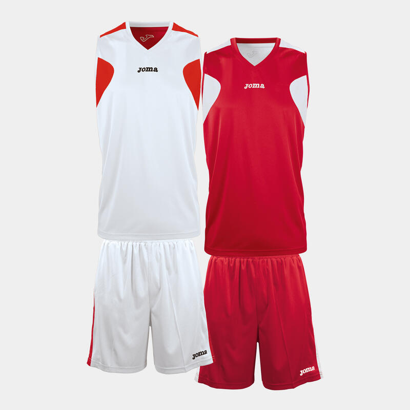 Ensemble basket-ball Garçon Joma Reversible rouge blanc