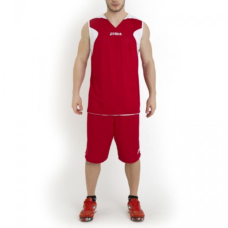 Conjunto basquetebol Rapaz Joma Reversible vermelho branco