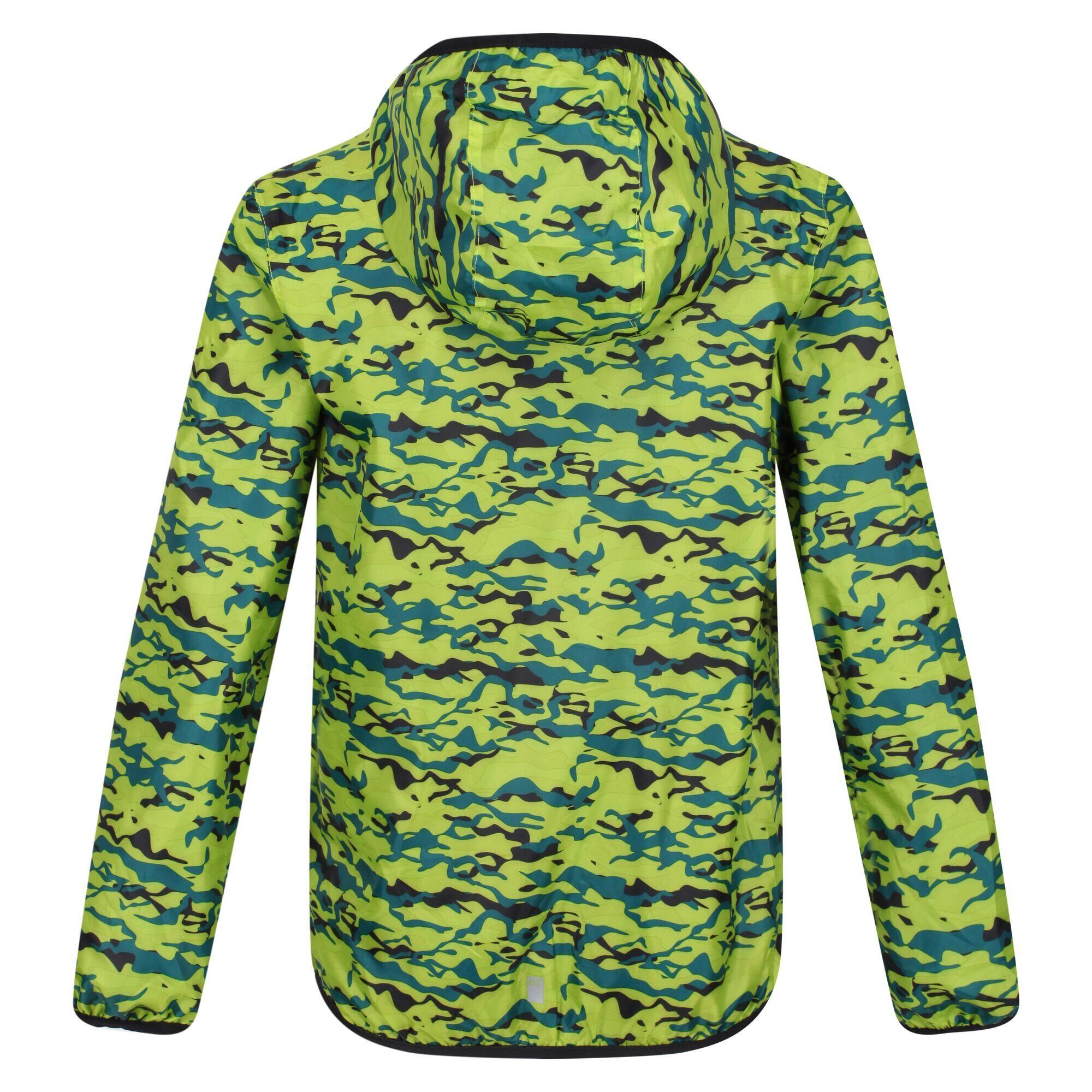 Childrens/Kids Lever Camo Packaway Waterproof Jacket (Bright Kiwi) 2/5