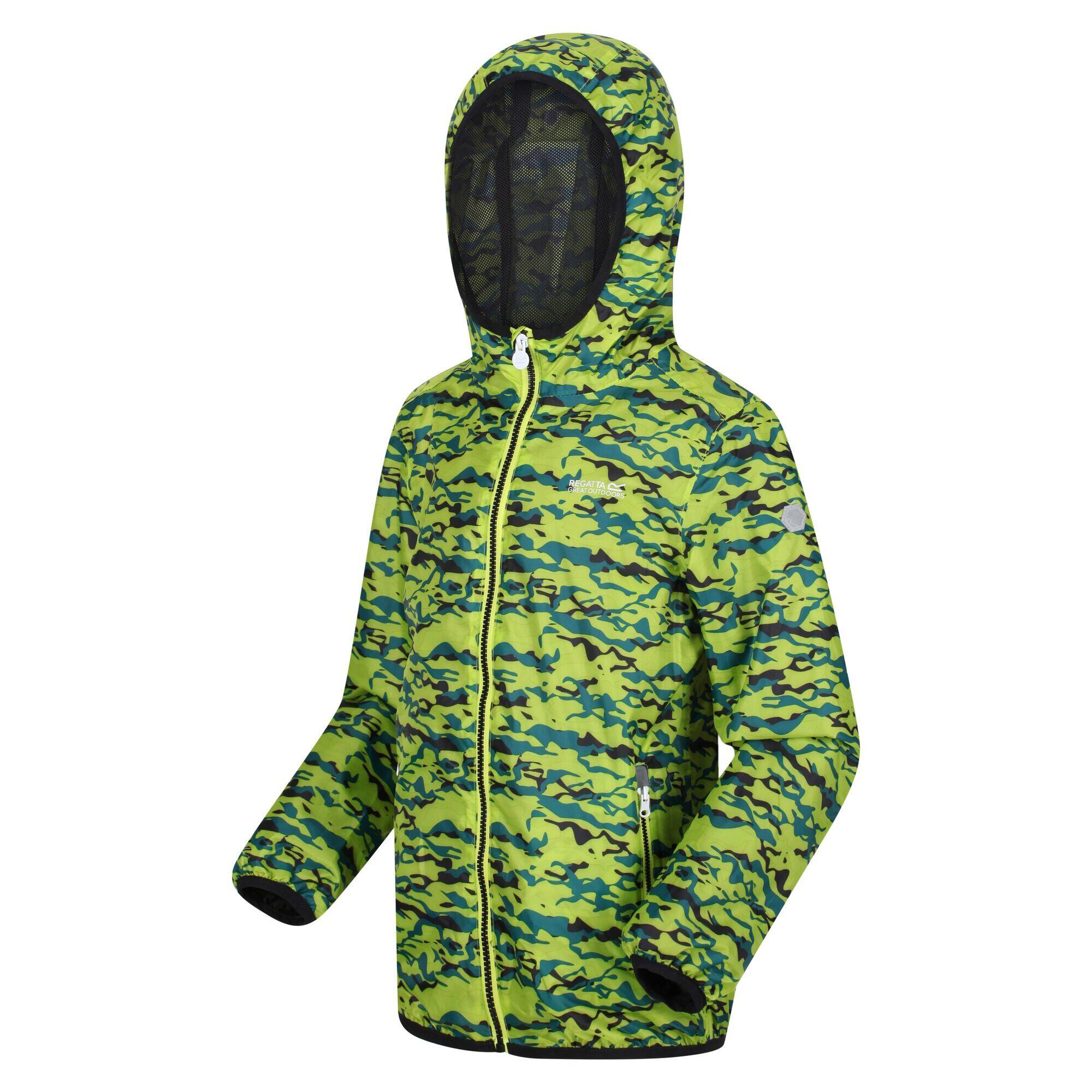 Childrens/Kids Lever Camo Packaway Waterproof Jacket (Bright Kiwi) 4/5