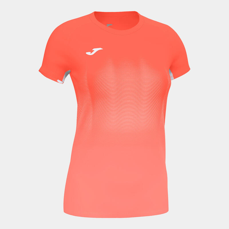 Maillot manches courtes running Femme Joma Elite vii corail fluo blanc