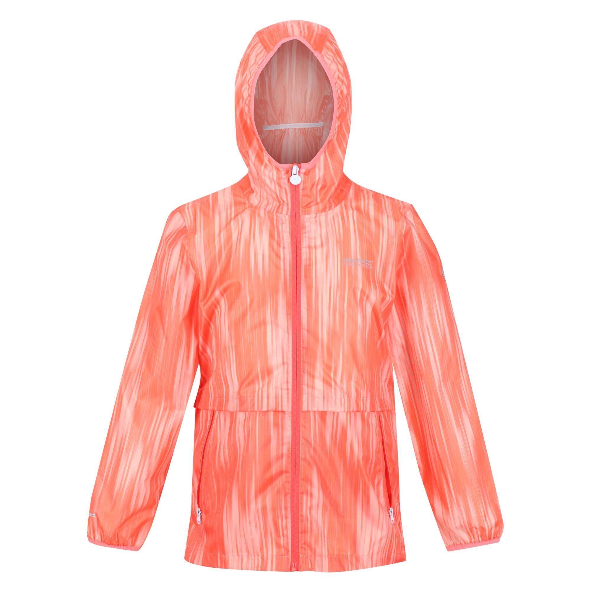 REGATTA Childrens/Kids Bagley Gradient Packaway Waterproof Jacket (Neon Peach)