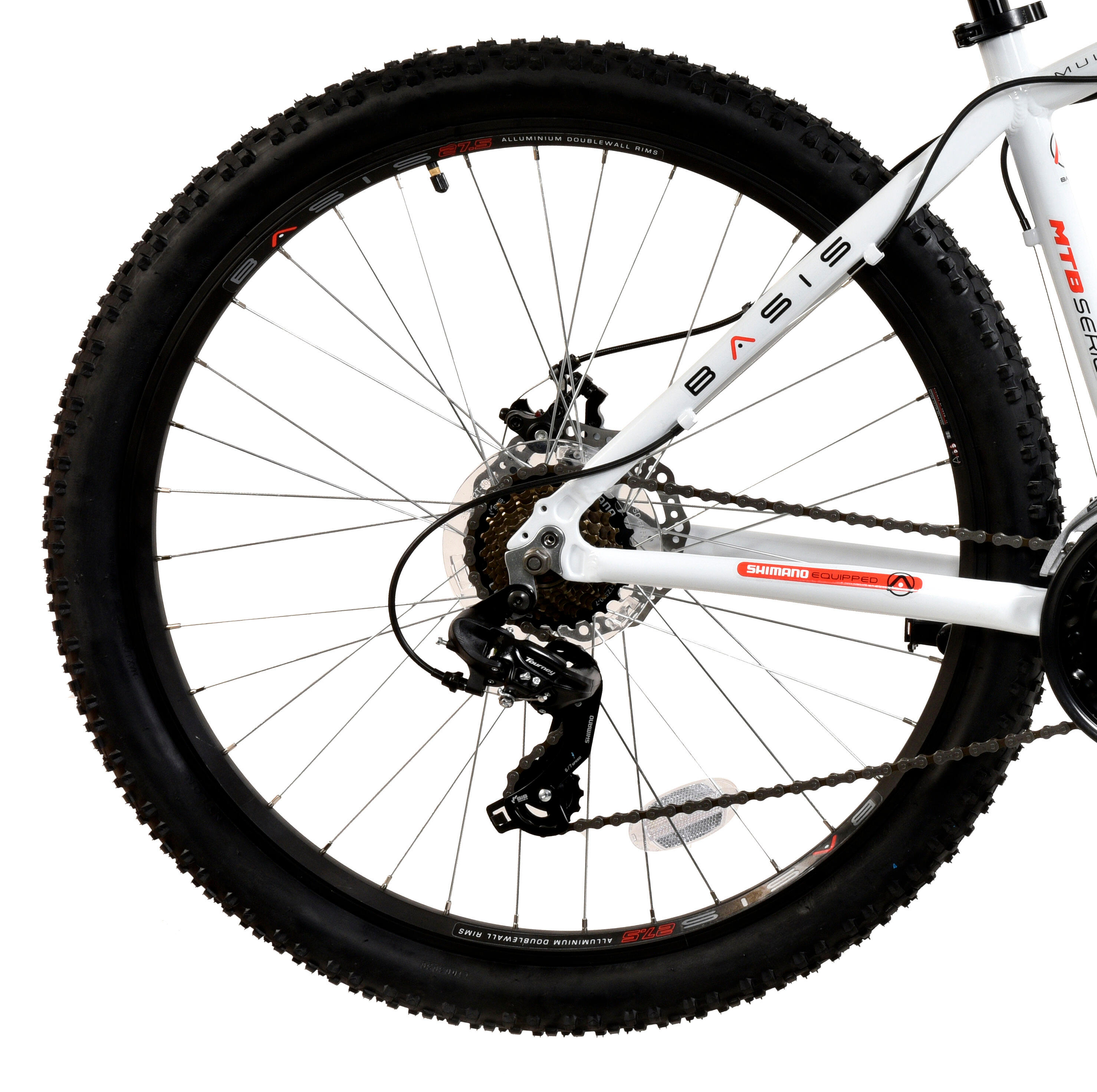 Basis El Toro Men's Hardtail Mountain Bike, 27.5In Wheel -White/Red 4/5