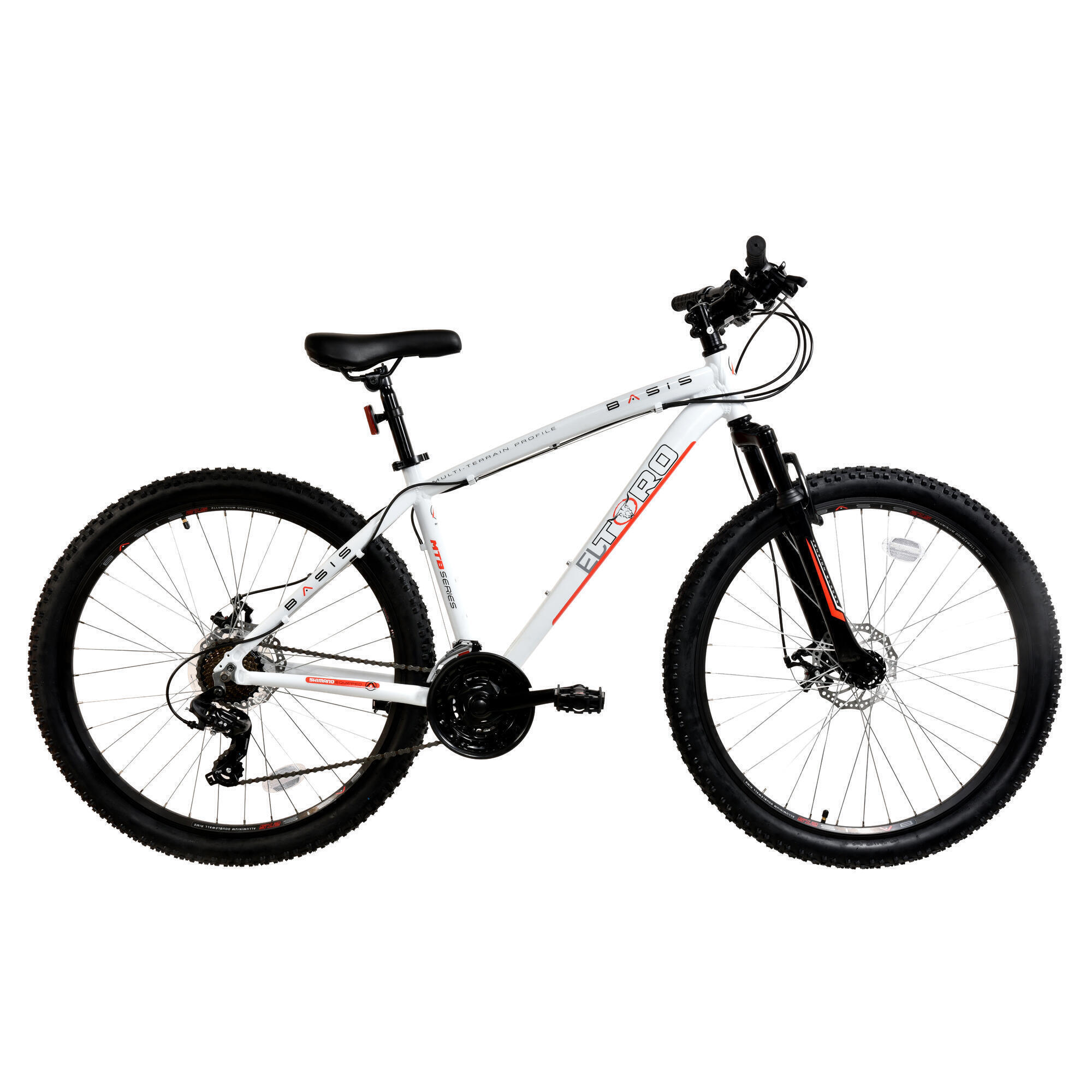 BASIS Basis El Toro Men's Hardtail Mountain Bike, 27.5In Wheel -White/Red