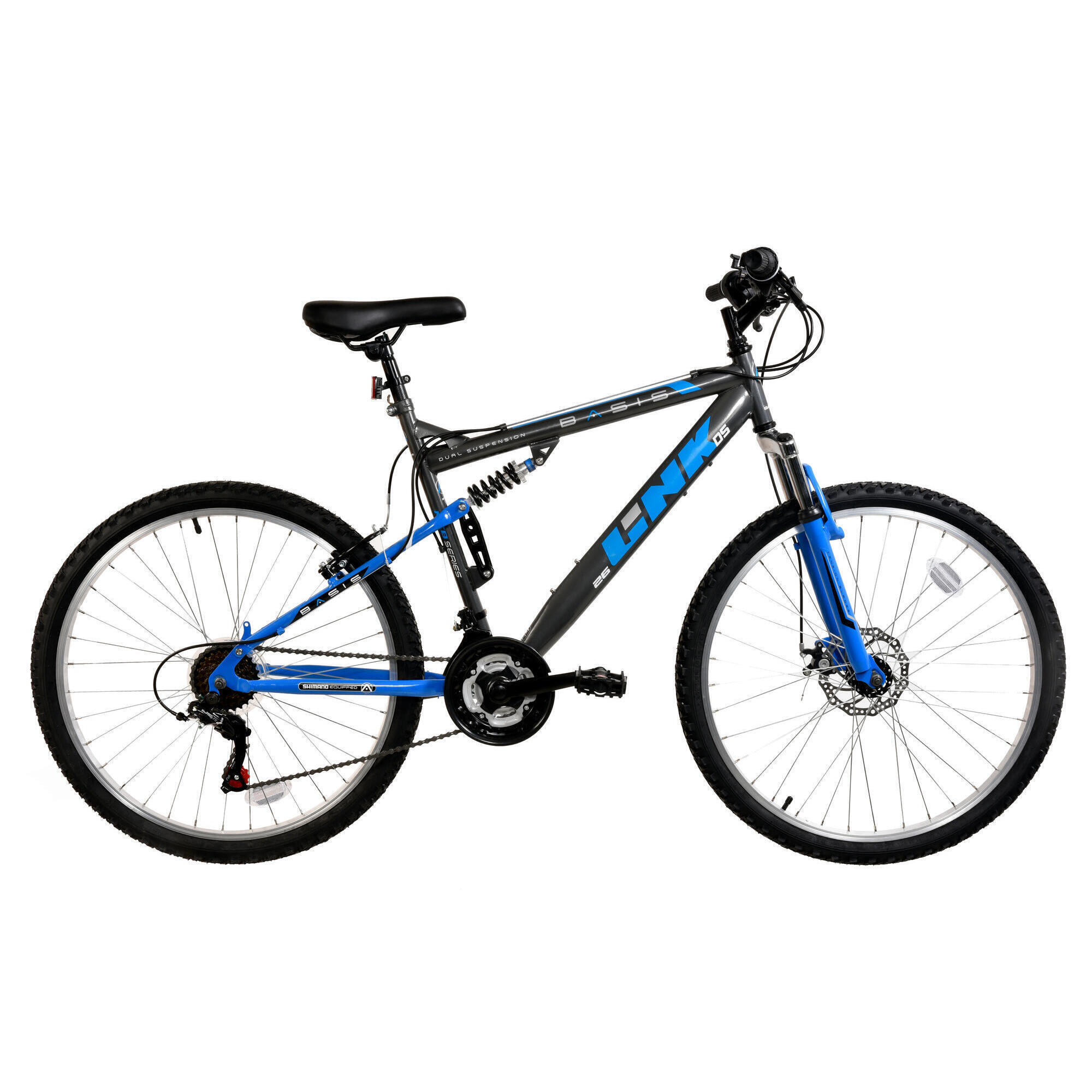 Basis Link Adult's Full Suspension Mountain Bike, 26In Wheel - Graphite/Blue 1/5