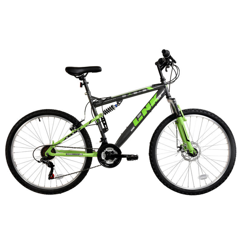 Basis Link Adult's Full Suspension Mountain Bike, 26In Wheel - Graphite/Lime
