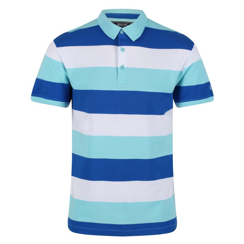 Heren Maxen Stripe Poloshirt (Antigua Blauw)