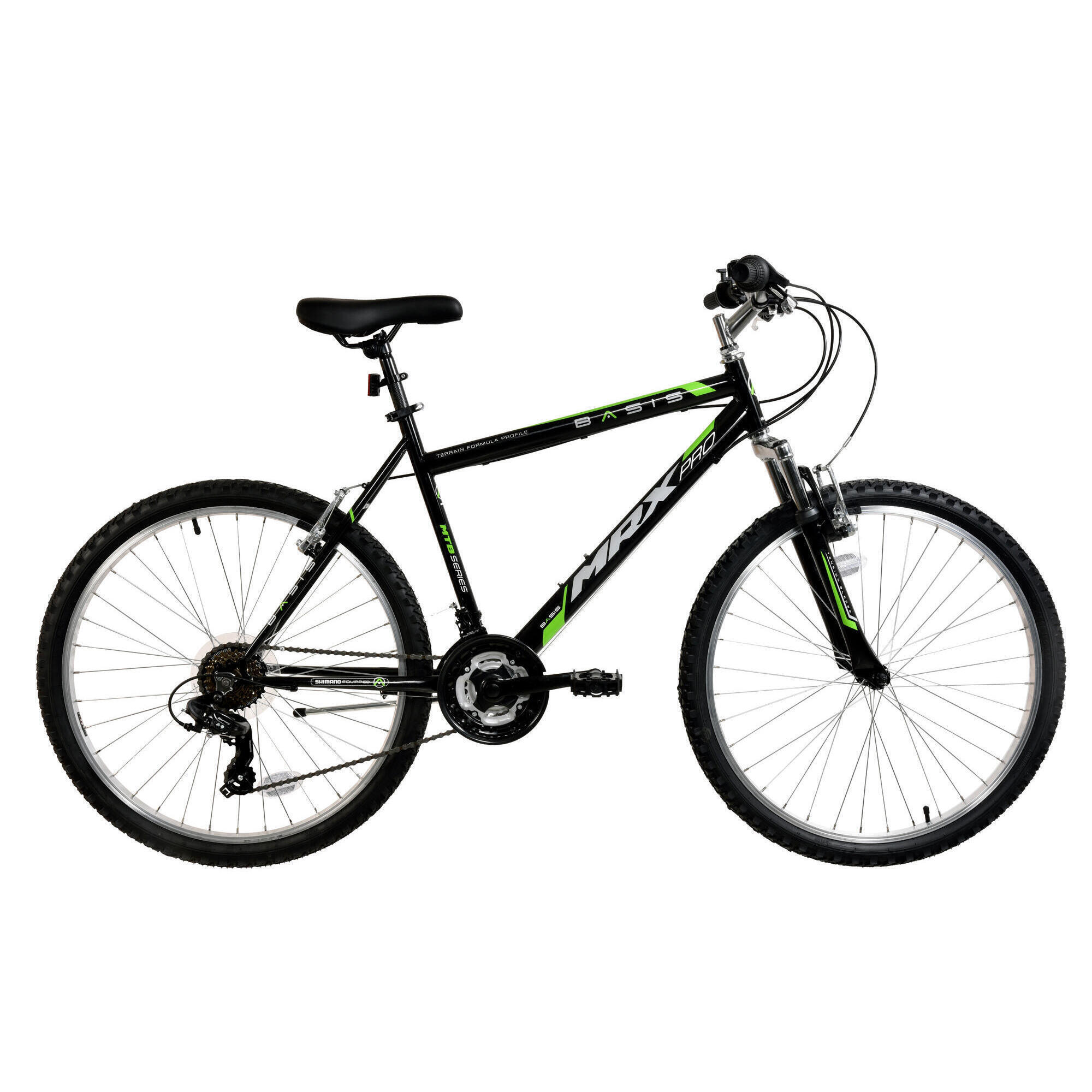 Basis MRX Pro Adult's Hardtail Mountain Bike, 26In Wheel - Black/Green 1/5