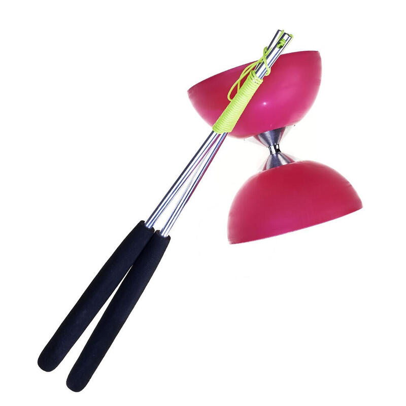 Diabolo en caoutchouc eureka avec des bâtons en aluminium rose