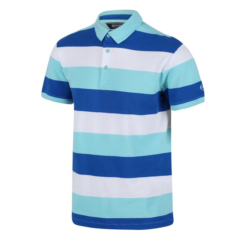 Heren Maxen Stripe Poloshirt (Antigua Blauw)