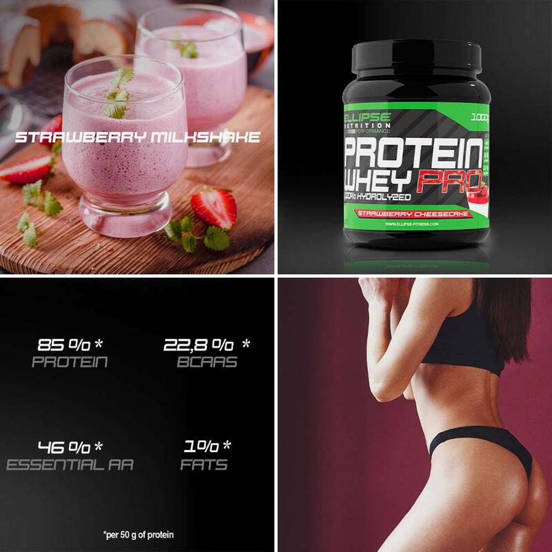 PROTEÍNA WHEY PRO 100% Hydrolyzed 1Kg - Morango & Cheesecake YOURFIT EQUIPMENT